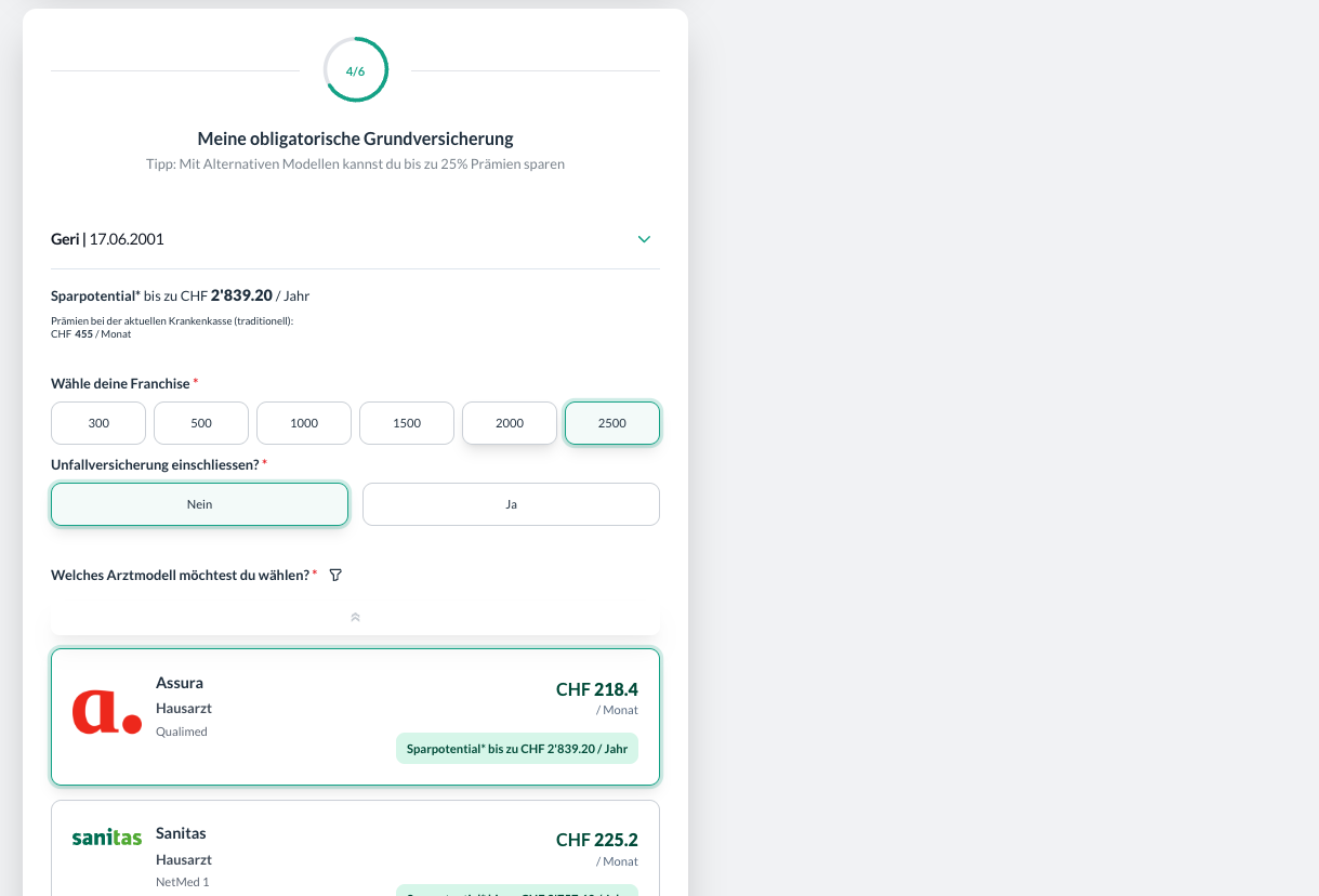 Compando Comparison Results - Price comparison results view